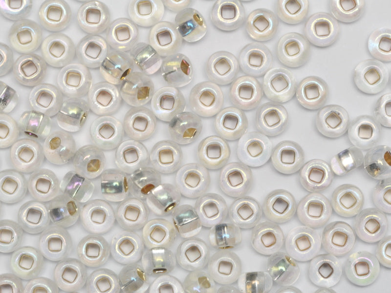 Wholesale (1kg / 500g) Preciosa Ornela Seed Beads Coated, Square Hole, Loose, Crystal, Silver Lined, Rainbow (78109), Glass, Czech Republic, OUTLET