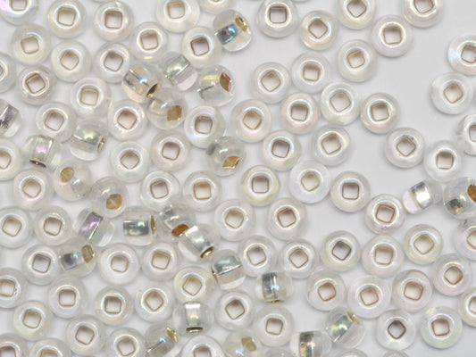Wholesale (1kg / 500g) Preciosa Ornela Seed Beads Coated, Square Hole, Loose, Crystal, Silver Lined, Rainbow (78109), Glass, Czech Republic, OUTLET
