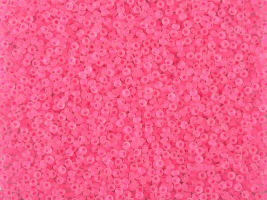 1 kg Preciosa Ornela Seed Beads Coated, Round Hole, Mat, Loose, Crystal, Neon Pink Lined (08777), Glass, Czech Republic, OUTLET