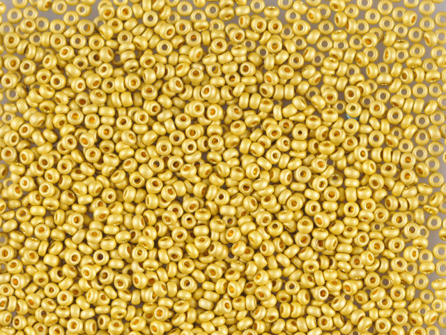 1 kg Preciosa Ornela Seed Beads Coated, Round Hole, Mat, Loose, Yellow Metallic Dyed Crystal (18586), Glass, Czech Republic, OUTLET