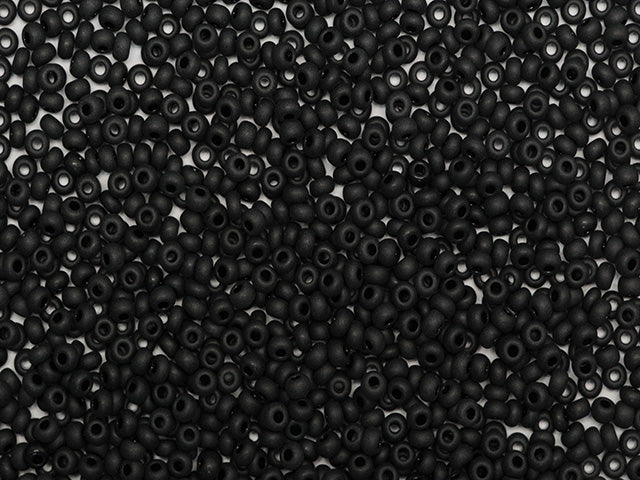 Wholesale (1kg / 500g) Preciosa Ornela Seed Beads Coated, Round Hole, Mat, Loose, Black (23980), Glass, Czech Republic, OUTLET