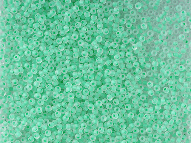 1 kg Preciosa Ornela Seed Beads Coated, Round Hole, Mat, Loose, Crystal, Colour Lined Green (38356), Glass, Czech Republic, OUTLET