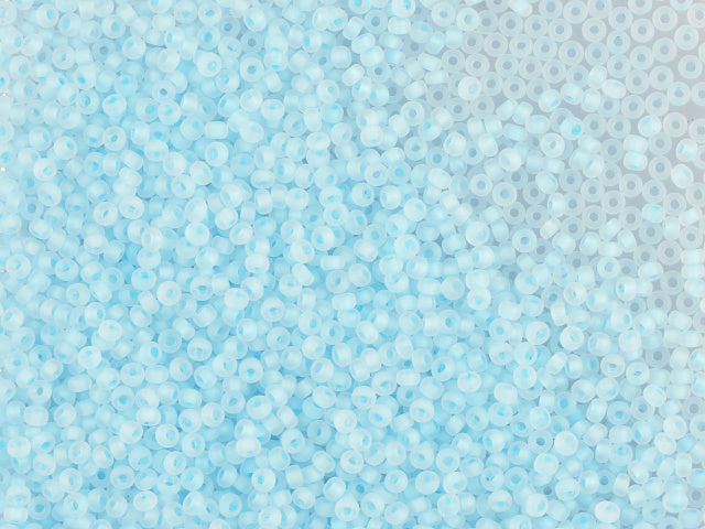 1 kg Preciosa Ornela Seed Beads Coated, Round Hole, Mat, Loose, Crystal, Colour Lined Blue-Green (38362), Glass, Czech Republic, OUTLET