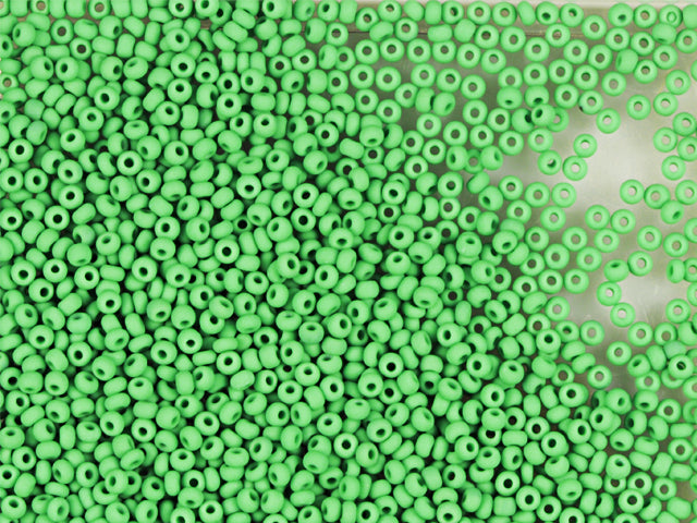 Wholesale (1kg / 500g) Preciosa Ornela Seed Beads Coated, Round Hole, Mat, Loose, Opaque Green (53250), Glass, Czech Republic, OUTLET