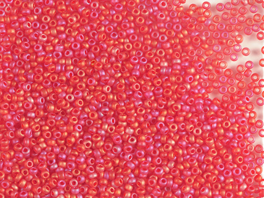 1 kg プレシオサ オルネラ シードビーズ コーティング 丸穴 マット ばら売り 透明レッド レインボー (91070) ガラス チェコ共和国 アウトレット