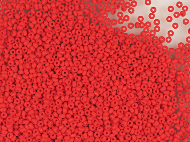 1 kg Preciosa Ornela Seed Beads Coated, Round Hole, Mat, Loose, Opaque Red Coral (93190), Glass, Czech Republic, OUTLET