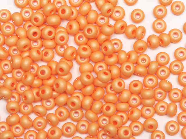 1 kg Preciosa Ornela Seed Beads Coated, Round Hole, Mat, Loose, Orange Dyed Chalkwhite, Sfinx (16692), Glass, Czech Republic, OUTLET