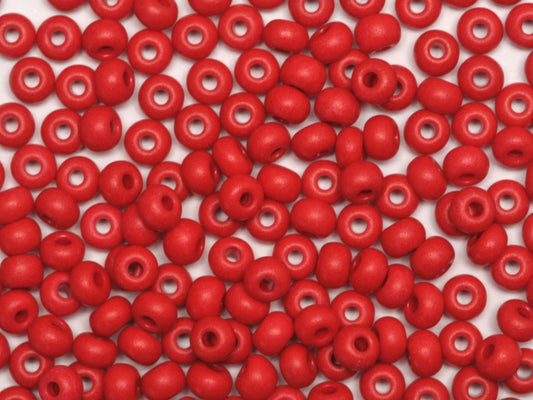 1 kg Preciosa Ornela Seed Beads Coated, Round Hole, Mat, Loose, Red Intensive Dyed Chalkwhite (16A98), Glass, Czech Republic, OUTLET
