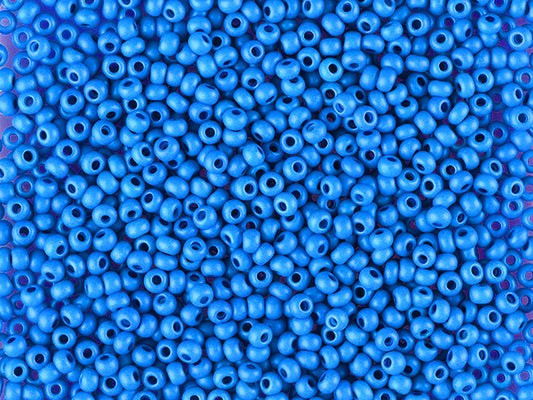 1 kg Preciosa Ornela Seed Beads Coated, Round Hole, Mat, Loose, Blue Intensive Dyed Chalkwhite (16A38), Glass, Czech Republic, OUTLET