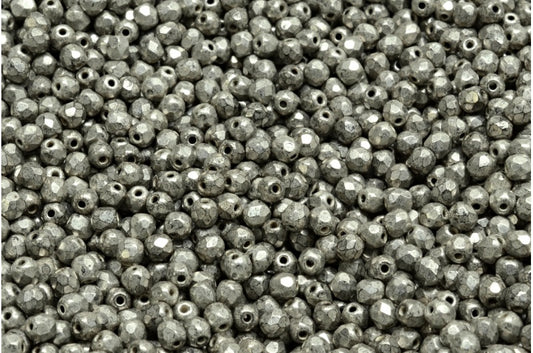 OUTLET 10 grams Faceted Round Fire Polished Beads, 3 x 3 mm, Black Antique Silver Patina (23980-81002), Glass, Czech Republic