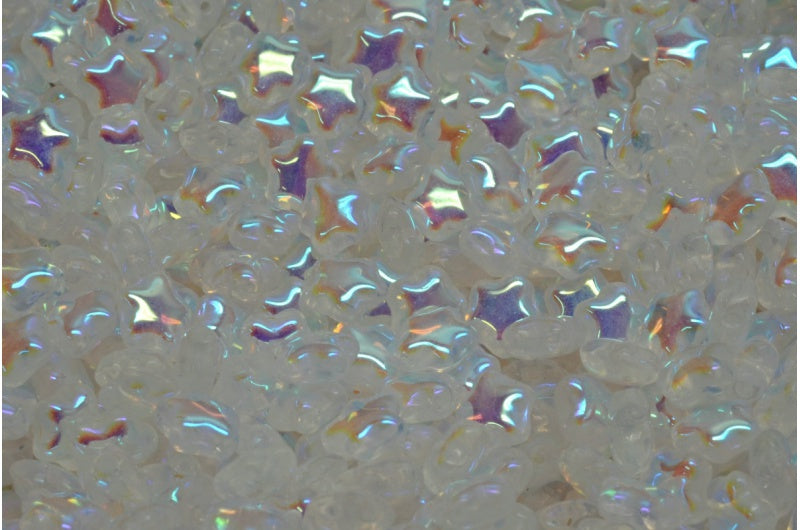 Flat Star Beads, Crystal Ab Full (2X Side) (00030-28703), Glass, Czech Republic