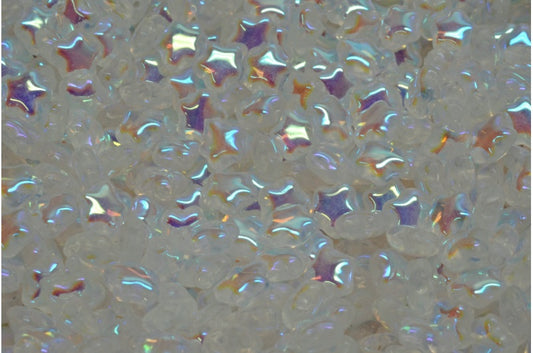 Flat Star Beads, Crystal Ab Full (2X Side) (00030-28703), Glass, Czech Republic
