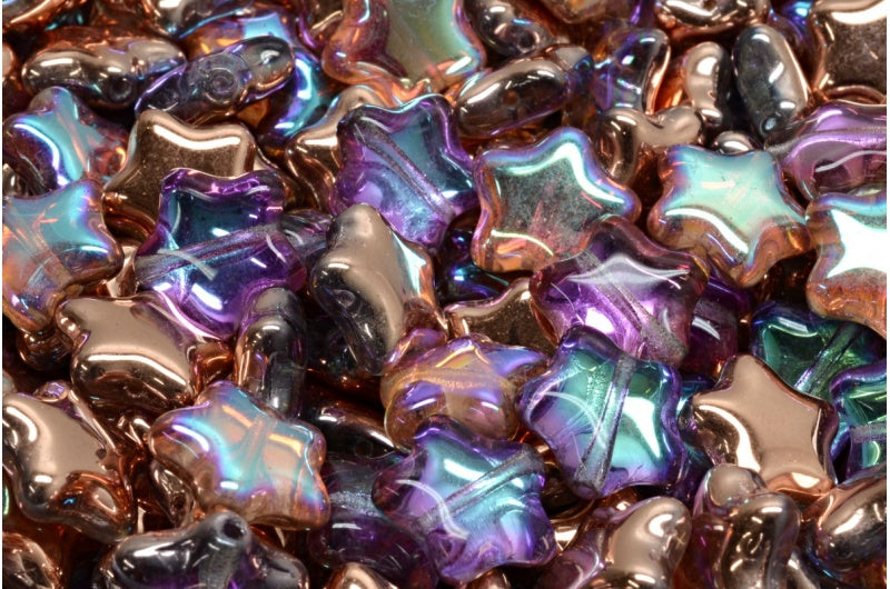 Flat Star Beads, Crystal 98533 (00030-98533), Glass, Czech Republic