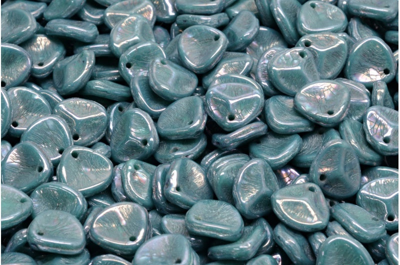 OUTLET 10 grams Rose Petal Beads, 8 x 7 mm, Turquoise Nebula (63130-15001), Glass, Czech Republic