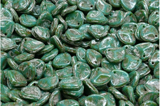 Rose Petal Beads, Turquoise Picasso (63130-43400), Glass, Czech Republic