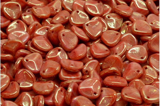 Rose Petal Beads, Coral Luster Red Full Coated (07924-14495), Glass, Czech Republic