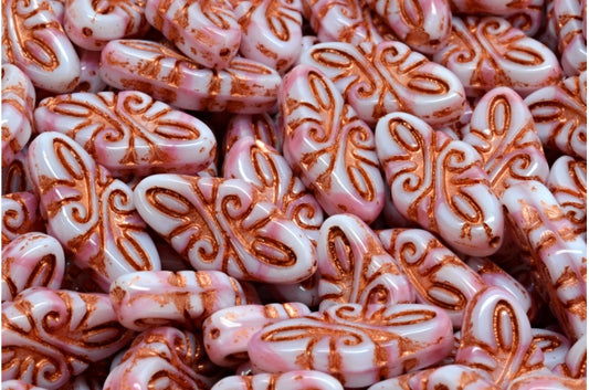 Arabesque Beads, Pink Copper Lined (07724-54319), Glass, Czech Republic