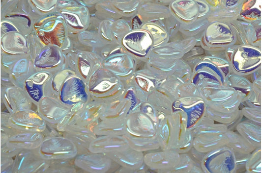 Rose Petal Beads, Opal White Ab Full (2X Side) (01000-28703), Glass, Czech Republic