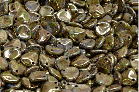 Rose Petal Beads, Green 15696 (53420-15696), Glass, Czech Republic