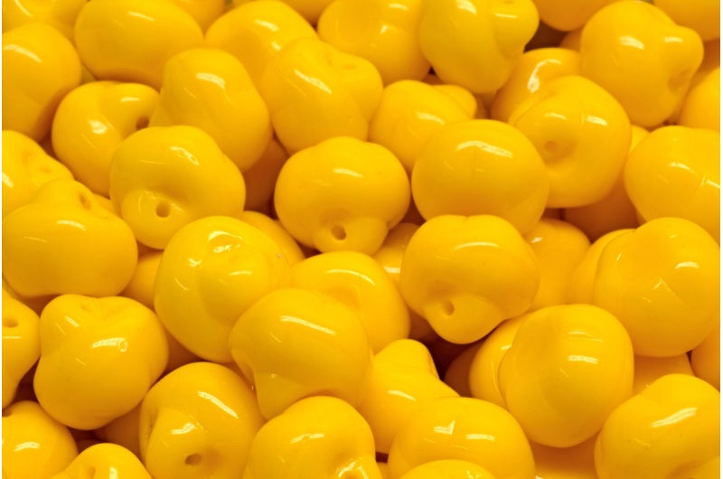 奥特莱斯 10克梨形珠子，12 x 12毫米，不透明黄色（93100），玻璃，捷克共和国