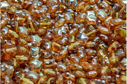 Flat Star Beads, Transparent Orange 22501 (10040-22501), Glass, Czech Republic