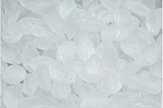 Beech Leaf Beads, Crystal Matte (00030-84100), Glass, Czech Republic