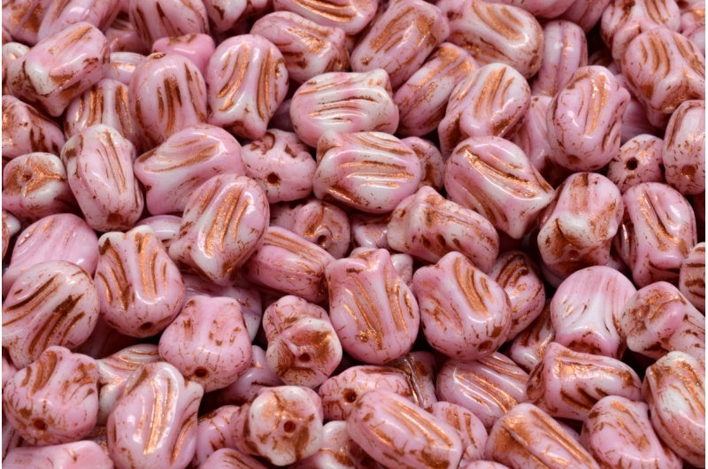 Mini Tulip Beads, Pink Copper Lined (07724-54319), Glass, Czech Republic
