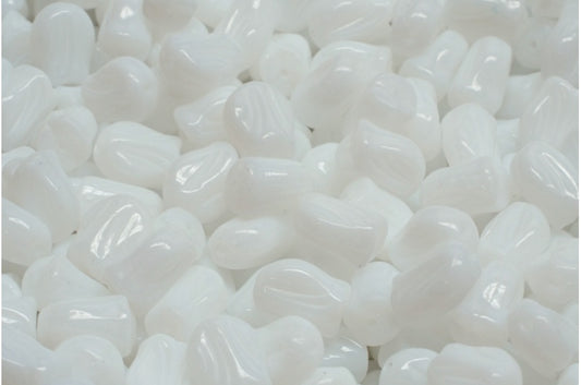 Mini Tulip Beads, White (02010), Glass, Czech Republic