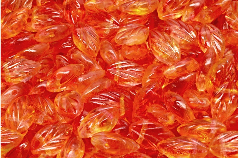 Buchenblattperlen, Crystal Red Orange (00030-48001), Glas, Tschechische Republik