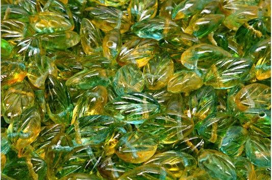 Beech Leaf Beads, Crystal 48024 (00030-48024), Glass, Czech Republic