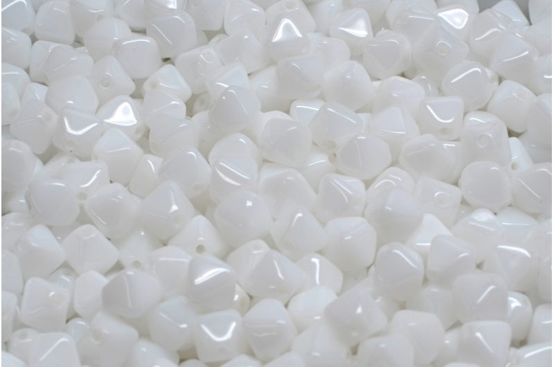 Bicone Beads, White (02010), Glass, Czech Republic