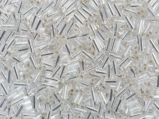 1 kg Preciosa Ornela Bugles、丸穴、丸い表面、ルース、クリスタル、シルバーライニング (78102)、ガラス、チェコ共和国、アウトレット