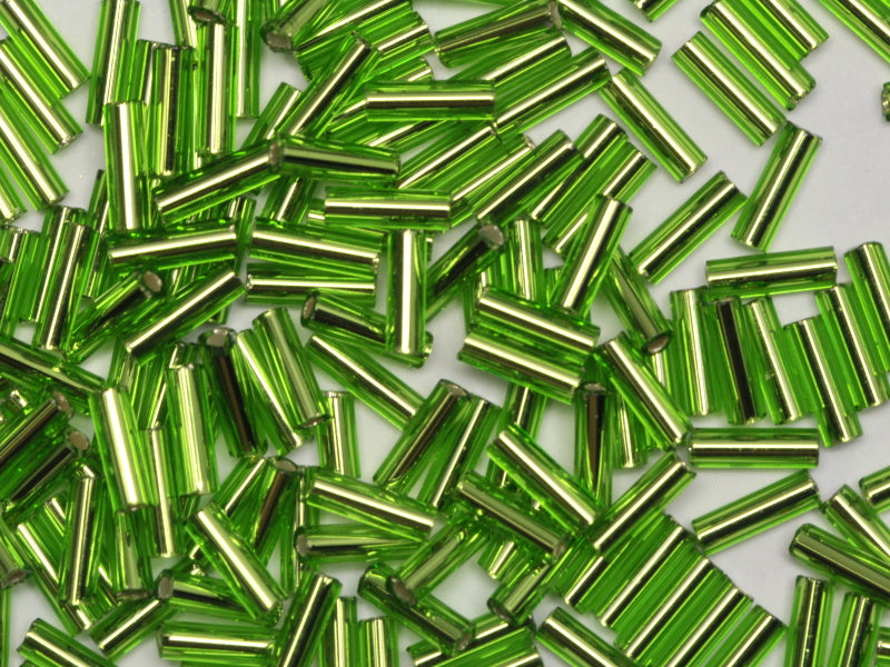 1 kg プレシオサ オルネラ ビューグル、丸穴、丸い表面、ばら売り、透明グリーン、シルバーライン入り (57430)、ガラス、チェコ共和国、アウトレット