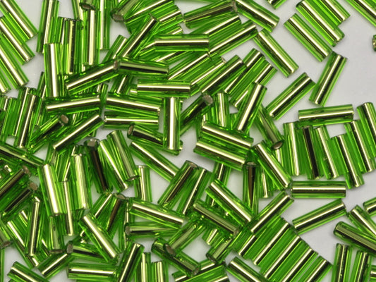 1 kg プレシオサ オルネラ ビューグル、丸穴、丸い表面、ばら売り、透明グリーン、シルバーライン入り (57430)、ガラス、チェコ共和国、アウトレット