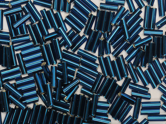 1 kg プレシオサ オルネラ ビューグル、ラウンドホール、ラウンドサーフェス、ルース、ダークアクアマリン、シルバーライン (67100)、ガラス、チェコ共和国、アウトレット