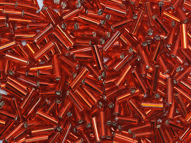 Wholesale (1kg / 500g) Preciosa Ornela Bugles, Round Hole, Round Surface, Loose, Transp. Red, Silver Lined (97070), Glass, Czech Republic, OUTLET