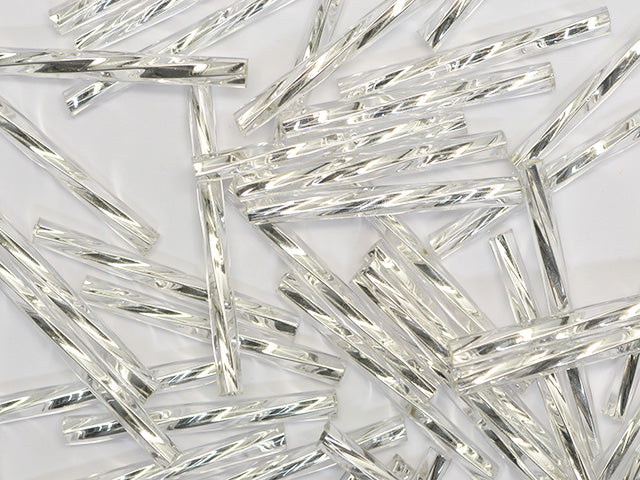 1公斤 Preciosa Ornela Bugles，方形扭纹孔，圆形表面，散装，水晶，银边（78102），玻璃，捷克共和国，特价商品