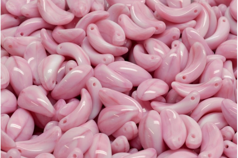 Curved Petal Beads, Pink (07724), Glass, Czech Republic