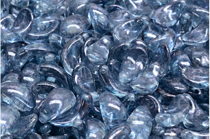 Curved Petal Beads, Crystal Terracotta Blue (00030-15464), Glass, Czech Republic