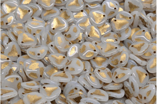 Rose Petal Beads, White Gold Lined (02010-54302), Glass, Czech Republic