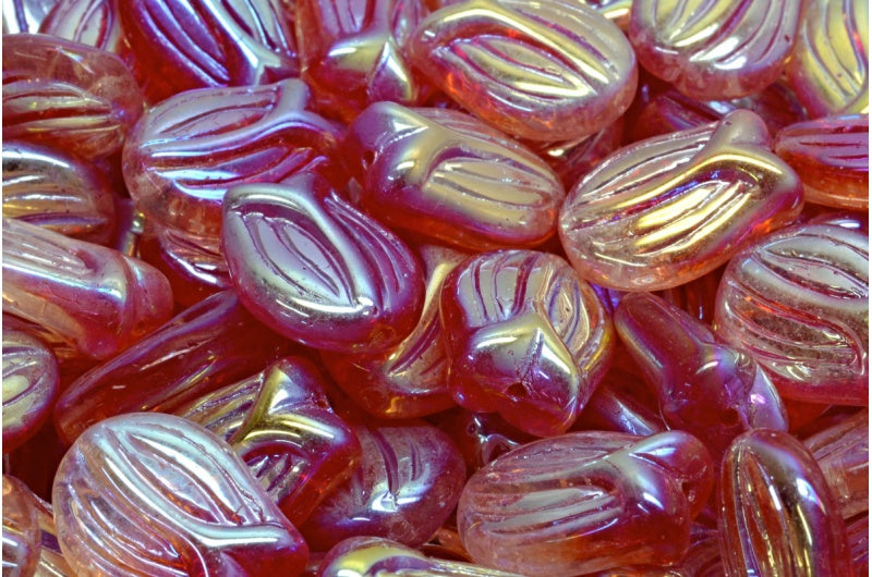 奥特莱斯 10 克迷你郁金香珠，16 x 11 毫米，R0098 Ab Full（2X 侧面）(R0098-28703)，玻璃，捷克共和国