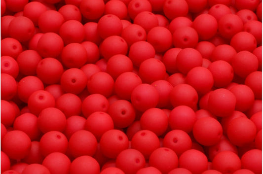 アウトレット 10グラム ファセットラウンドファイアポリッシュビーズ、8 x 8 mm、レッド（25144）、ガラス、チェコ共和国