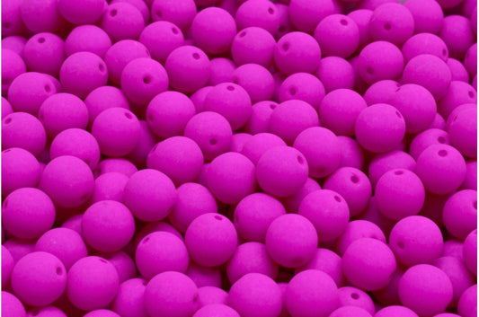 Round Druck Beads, White Neon Dark Purple (02010-25125), Glass, Czech Republic