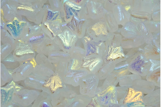 ユリの花のビーズ、クリスタルエッチングアブフル（2Xサイド）（00030-ETCH-28703）、ガラス、チェコ共和国