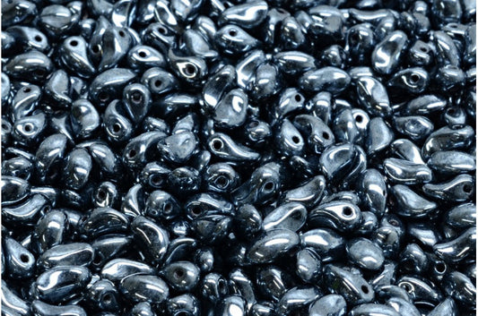 OUTLET 10 grams Lily Petal Beads, Black Hematite (23980-14400), Glass, Czech Republic