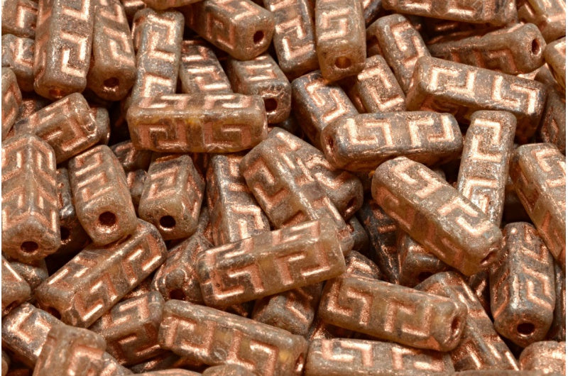 OUTLET 10 grams Celtic Block Beads, Crystal Matte Picasso Copper Lined (00030-84100-43400-54318), Glass, Czech Republic