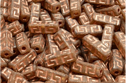 OUTLET 10 grams Celtic Block Beads, Crystal Matte Picasso Copper Lined (00030-84100-43400-54318), Glass, Czech Republic