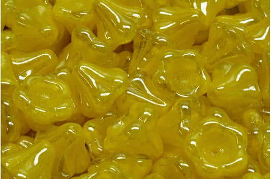 Bell Flower Beads, Yellow Hematite (R0812-14400), Glass, Czech Republic