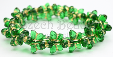 OUTLET 10 grams Simple Butterfly Pressed Glass Beads, 20 x 12 mm, Transparent Green Gold Lined (50030-54202), Glass, Czech Republic
