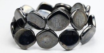 OUTLET 10 grams 8-Edge Flat Beads, Black Hematite (23980-14400), Glass, Czech Republic